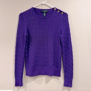 🔥Ralph Lauren Purple Cable Knit Sweater with Button Detail🔥